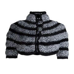 Chanel Black and White Cut Out Detail Bolero Jacket S