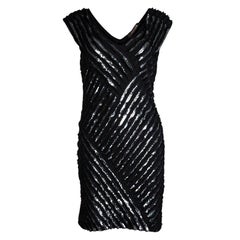 Roberto Cavalli Black Sequin Embellished Sleeveless Silk Dress M