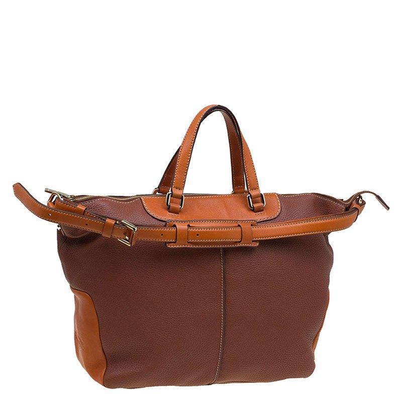 Brown Tod's Two Tone Leather Tote