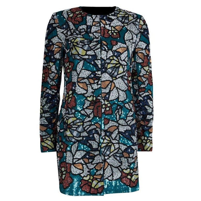 Alice + Olivia Multicolor All Over Sequin Embellished Jacket S For Sale ...