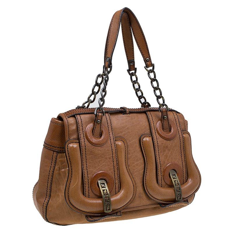 Fendi Brown Leather Trim B Tote 7