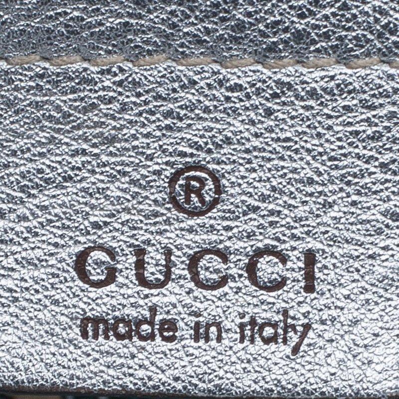 Gucci Silver Leather Large Indy Top Handle Hobo Bag 2