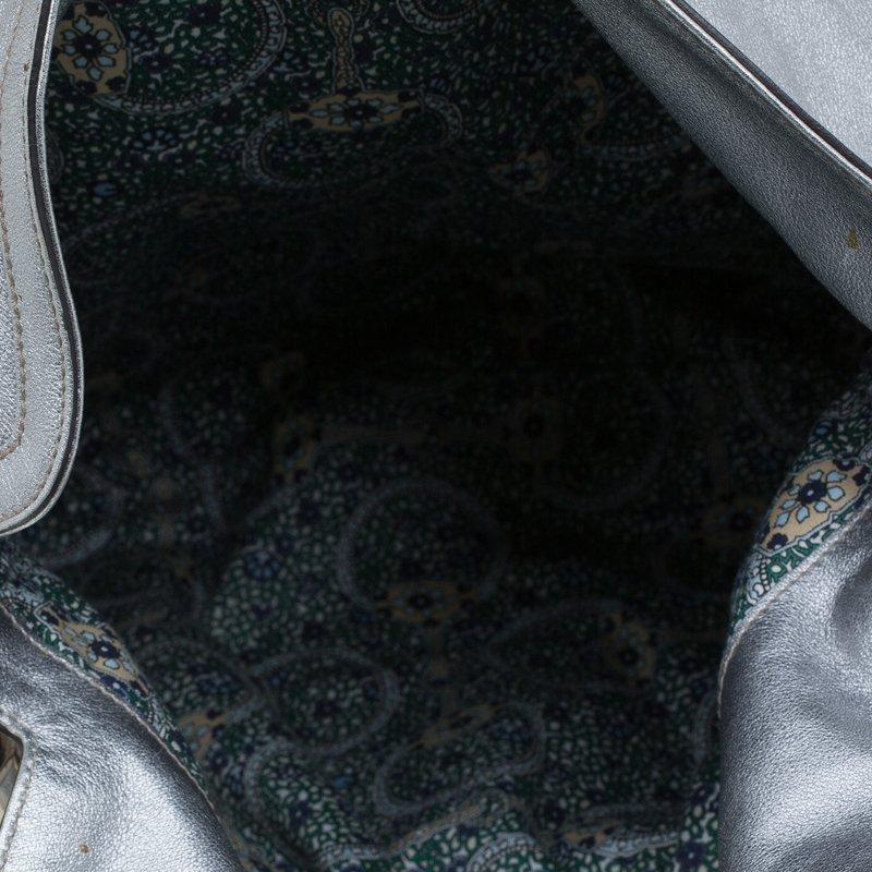 Gucci Silver Leather Large Indy Top Handle Hobo Bag 4