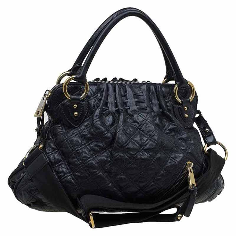 Marc Jacobs Black Quilted Leather Cecilia Satchel In Good Condition In Dubai, Al Qouz 2