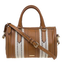 Used Burberry Brown Leather Rope Alchester Bowling Bag