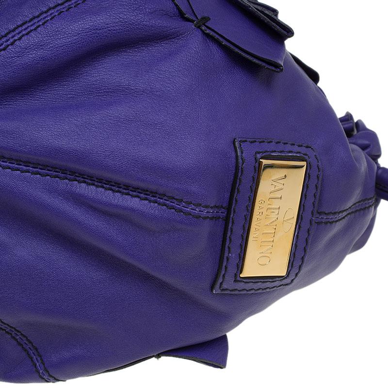 Valentino Purple Leather Ruffle Idylle Hobo 5