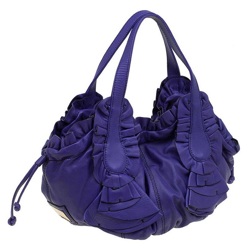 Valentino Purple Leather Ruffle Idylle Hobo 1