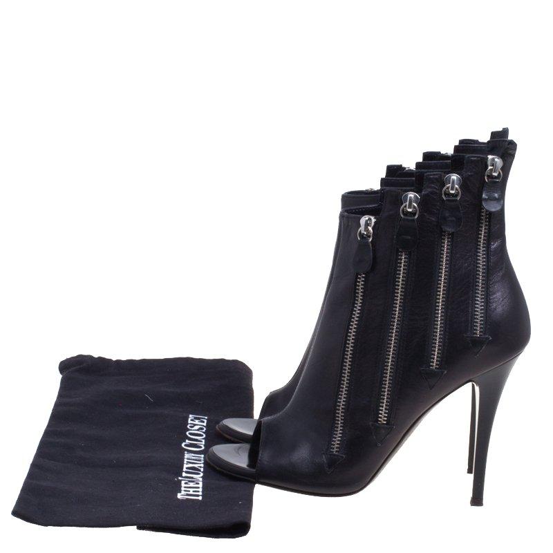 Giuseppe Zanotti Black Leather Multi Zip Ankle Boots Size 38.5 4
