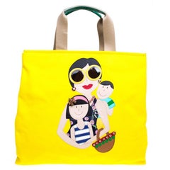 Dolce and Gabbana Yellow Canvas and Leather Maria Shopper Tote