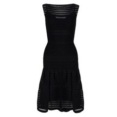 Alaia Black Textured Knit Sleeveless Fit and Flare Dress XS
