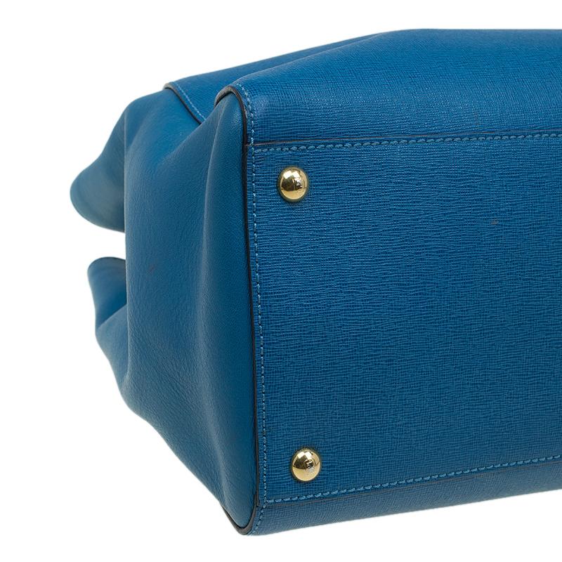 Fendi Blue Saffiano Leather 2Jours Tote 2