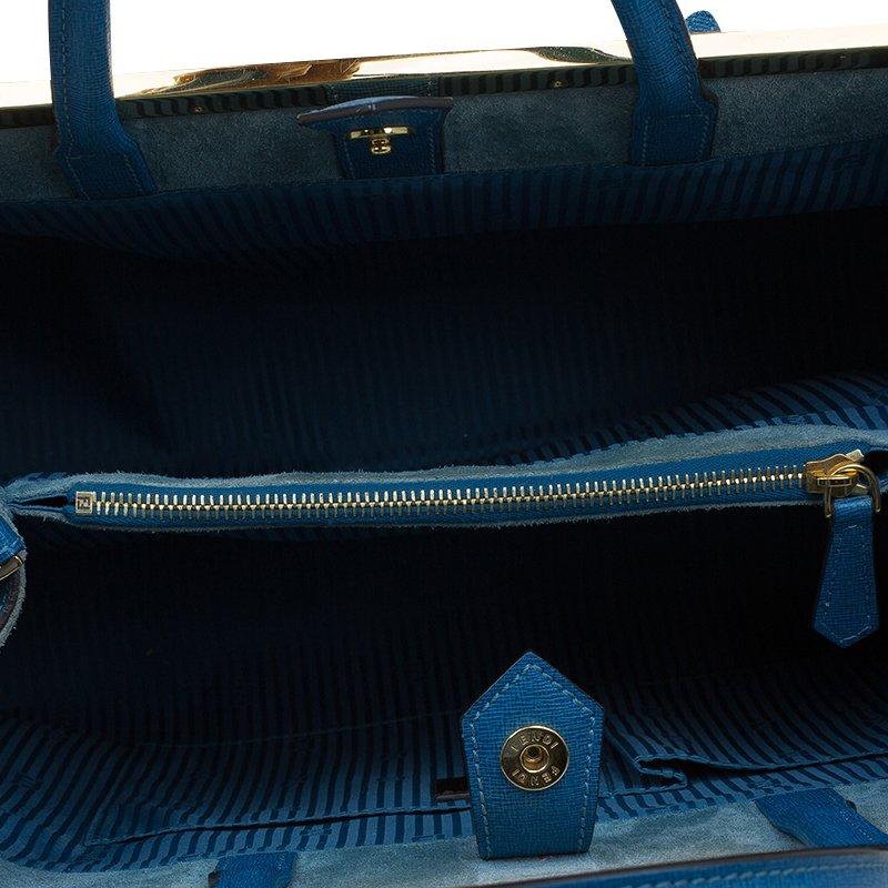 Fendi Blue Saffiano Leather 2Jours Tote 1