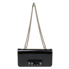 Valentino Black Patent Leather Rockstud Va Va Voom Shoulder Bag