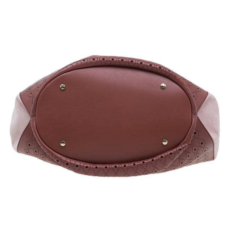 Tod's Brown Two Tone Perforated Leather Signature Secchiello Traforo Tote + Clut 11