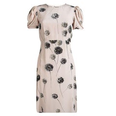 Valentino Pastel Pink Floral Printed Silk Short Sleeve Dress S