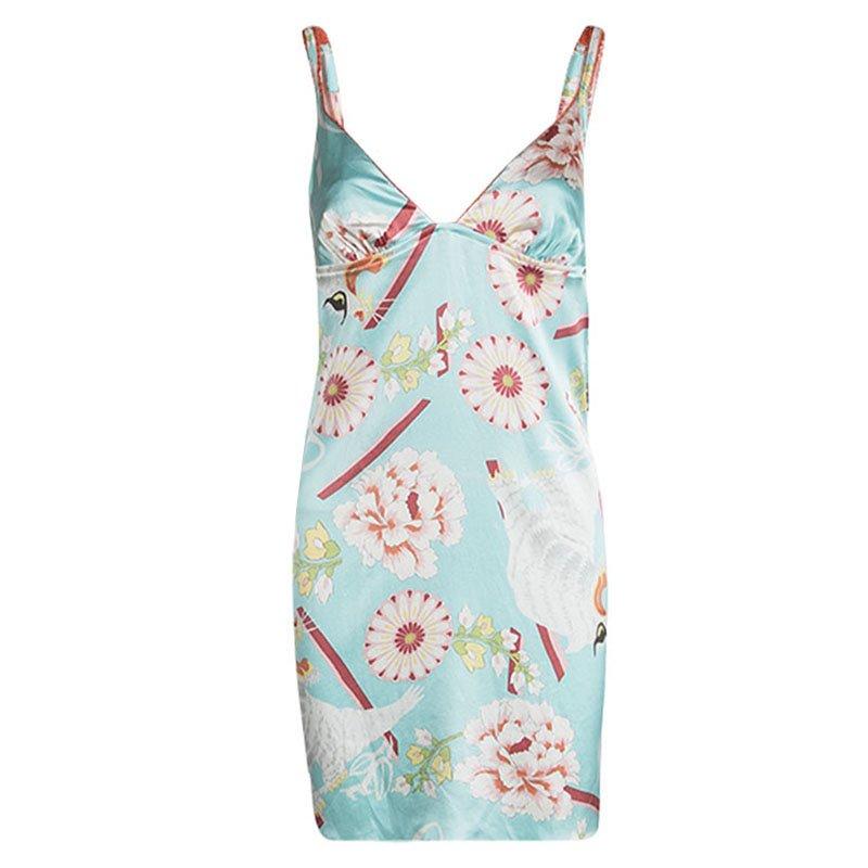 Dior Multicolor Floral Printed Silk Babydoll Dress L