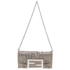 Fendi Light Green Suede Glitters Mia Pochette Bag