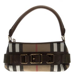 Burberry Brown Vintage House Check Fabric Small Cartridge Sling Bag