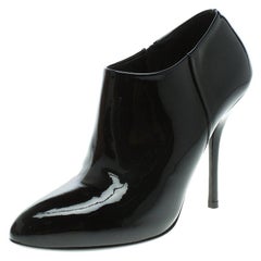 Gucci Black Patent Leather Ankle Boots Size 38.5