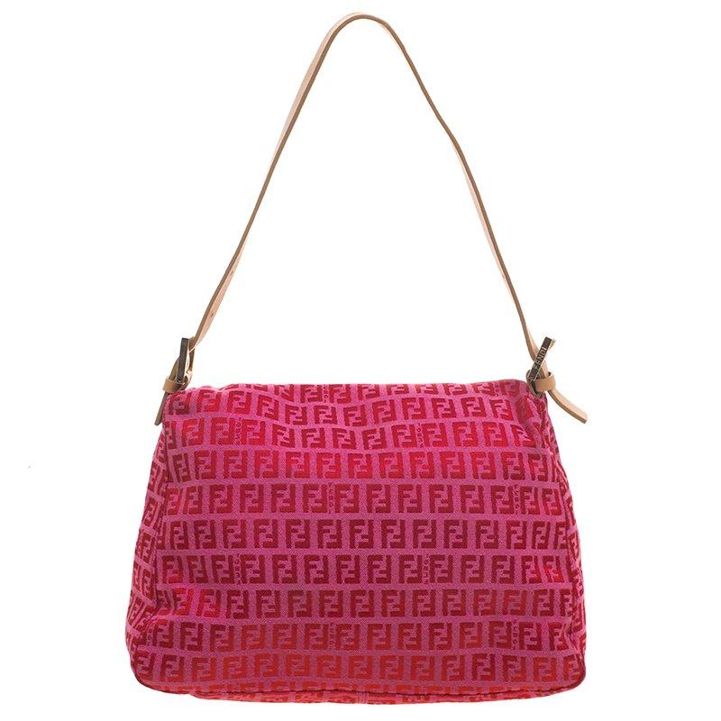 Fendi Pink/Red Zucchino Canvas Mama Forever Shoulder Bag 4