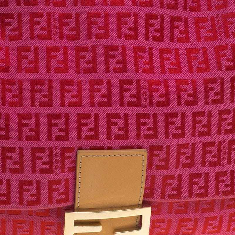 Fendi Pink/Red Zucchino Canvas Mama Forever Shoulder Bag 5