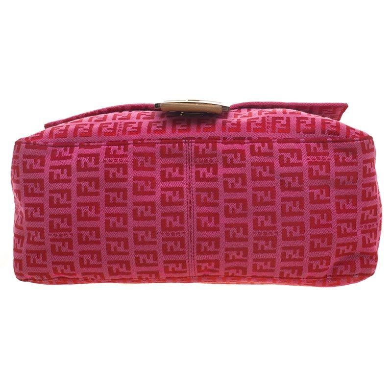 Fendi Pink/Red Zucchino Canvas Mama Forever Shoulder Bag 2