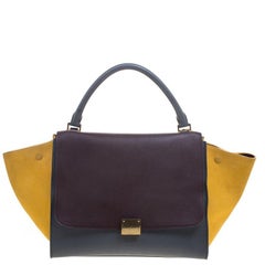 Celine Tricolor Leather and Suede Medium Trapeze Tote