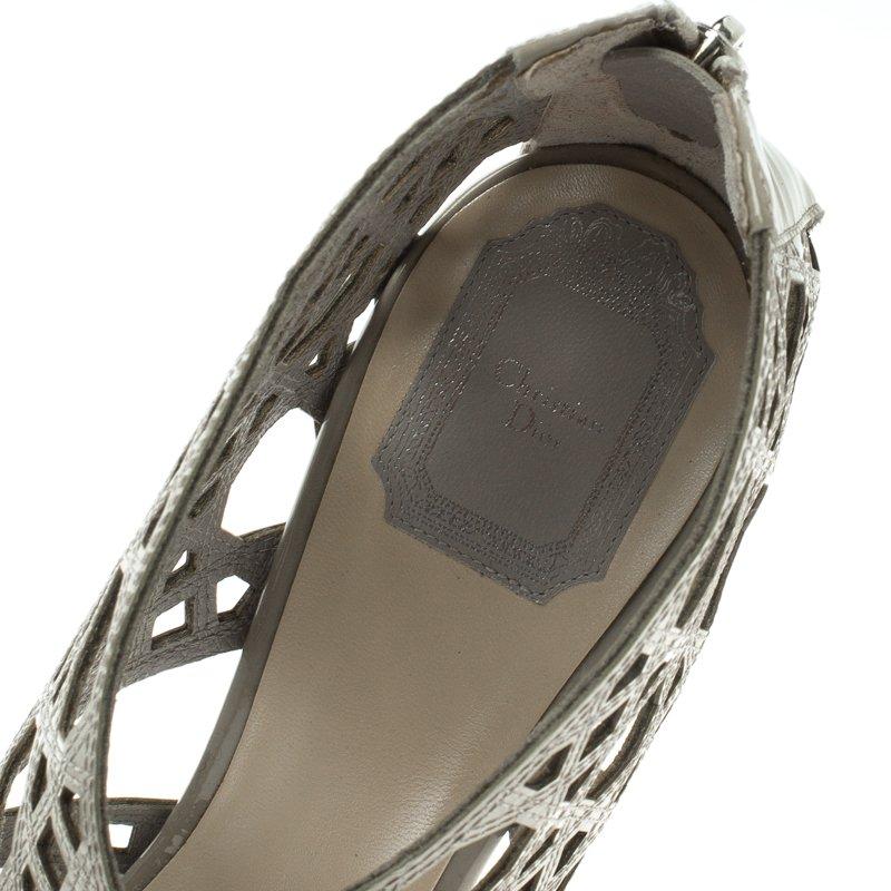 Dior Grey Cutout Cannage Leather Miss Dior Caged Sandals Size 41 2