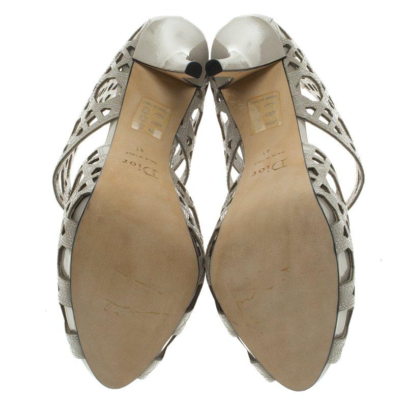 Dior Grey Cutout Cannage Leather Miss Dior Caged Sandals Size 41 1