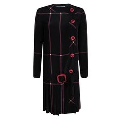 Prada Black Silk Checkered Mondrian Shift Dress S