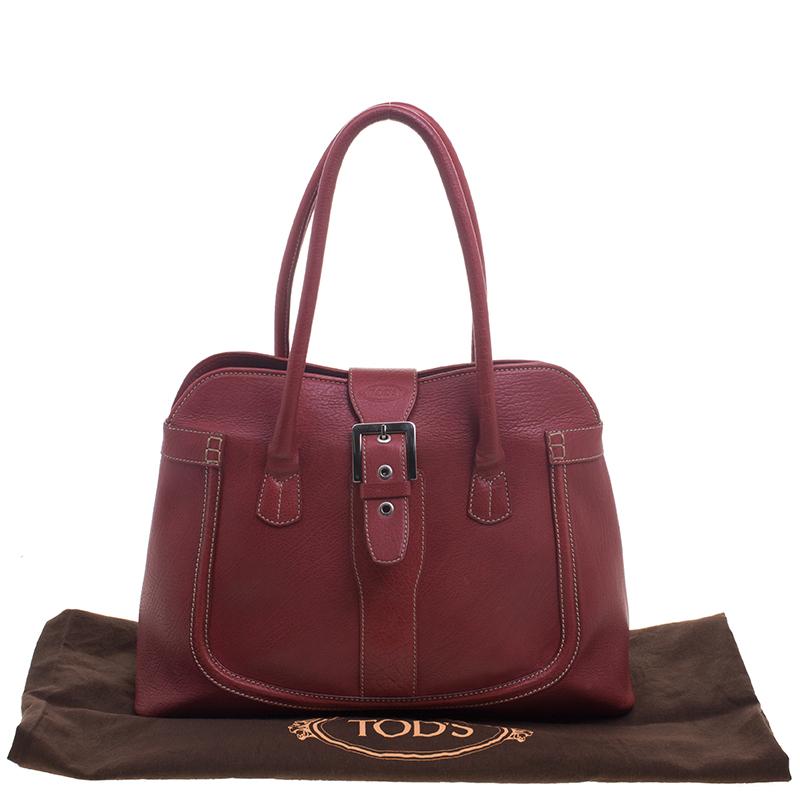 Women's Tod's Red Leather Buckle Satchel