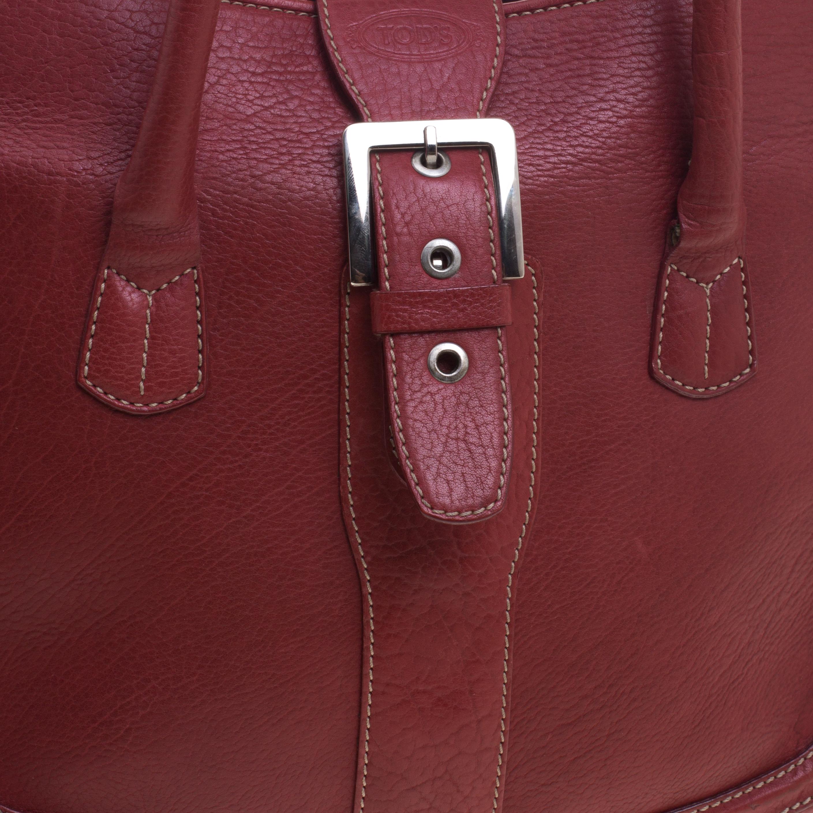 Tod's Red Leather Buckle Satchel 3