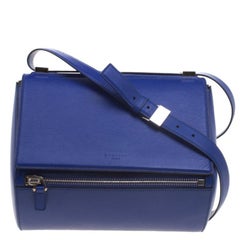 Used Givenchy Blue Leather Medium Pandora Box Bag