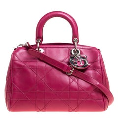 Dior Pink Cannage Quilted Leather Granville Polochon Satchel