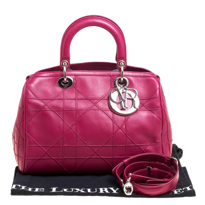 Dior Pink Cannage Quilted Leather Granville Polochon Satchel 6