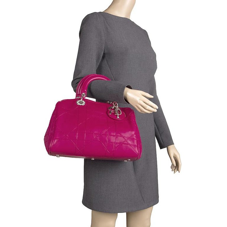 Dior Pink Cannage Quilted Leather Granville Polochon Satchel at 1stDibs