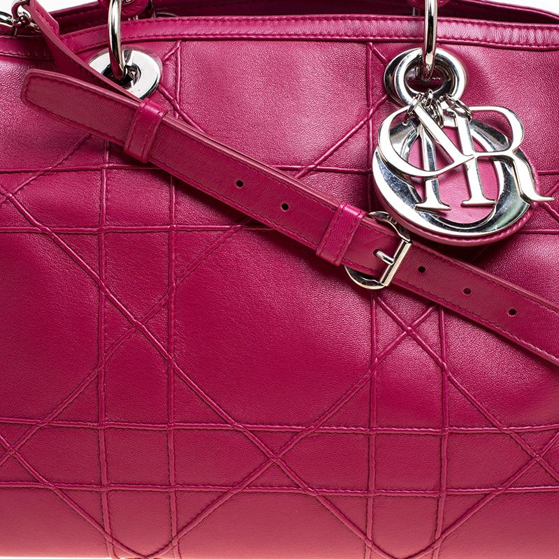 Women's Dior Pink Cannage Quilted Leather Granville Polochon Satchel