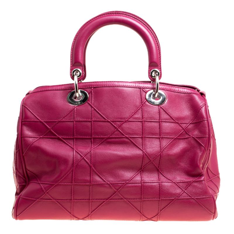 Dior Pink Cannage Quilted Leather Granville Polochon Satchel 1