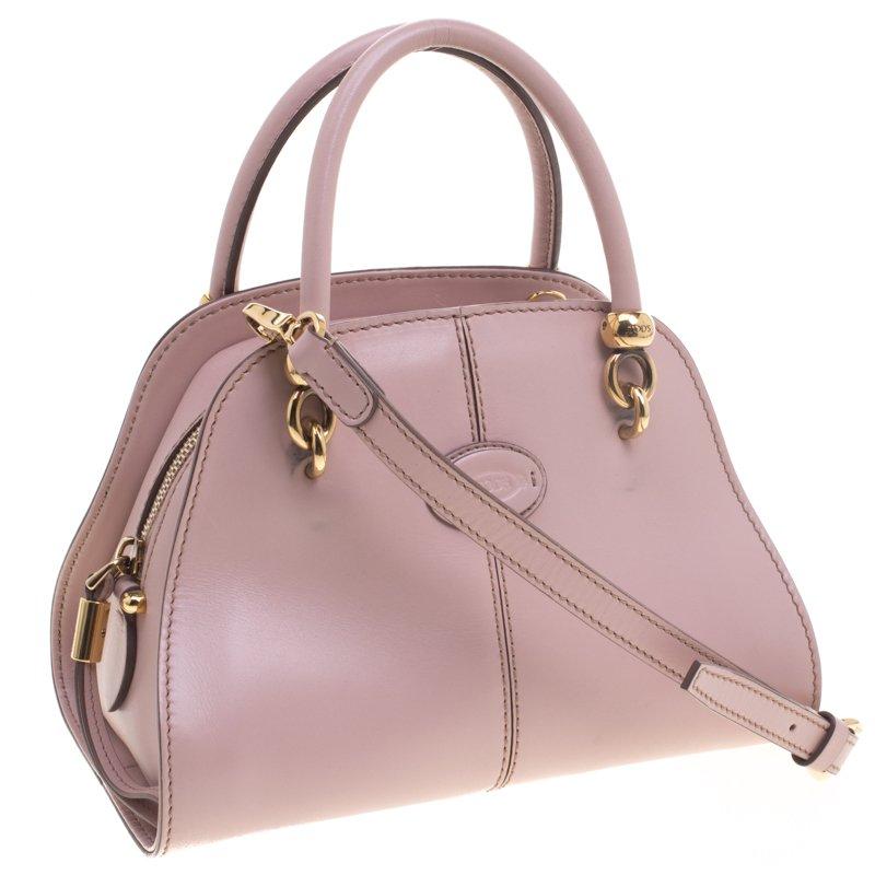 Brown Tod's Pink Leather Small Sella Bowling Bag