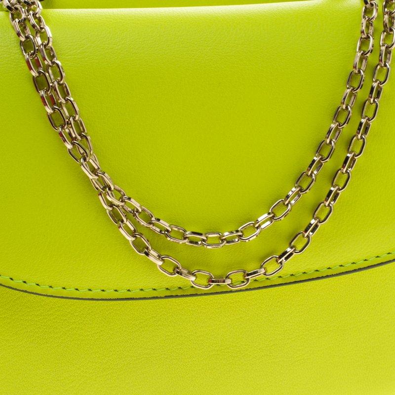 Yellow Valentino Neon Green Leather Crossbody Bag