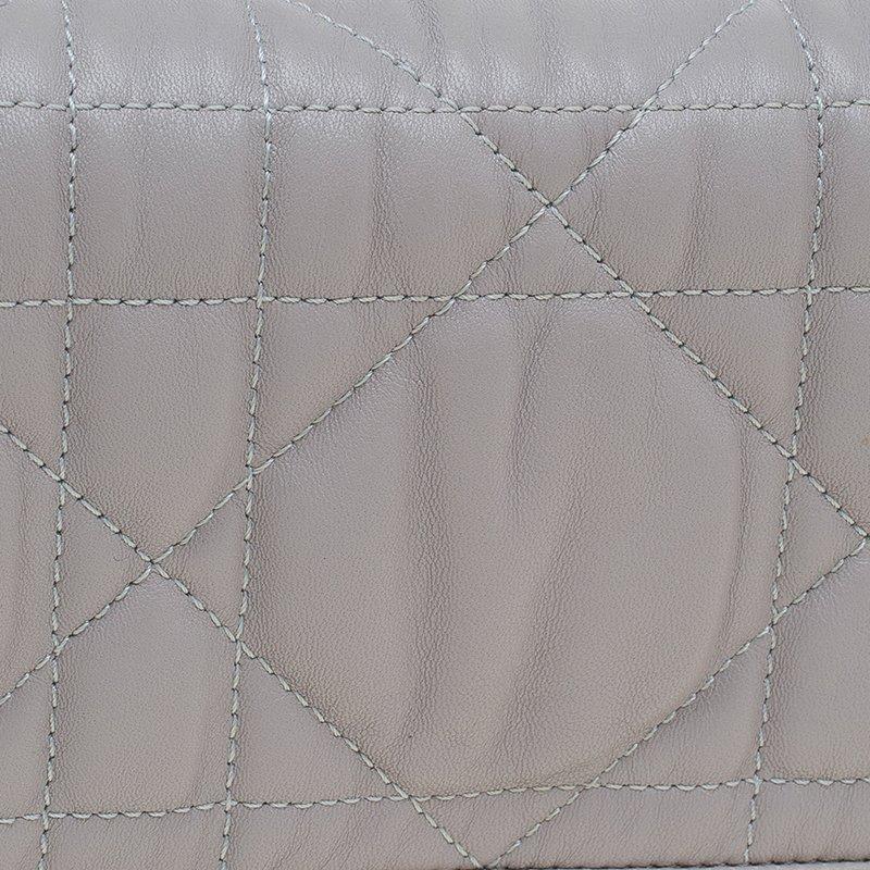 Dior Grey Quilted Cannage Leather Gaufre Delices Convertible Wallet 7