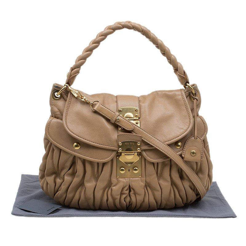 Miu Miu Brown Matelasse Leather Hobo 1