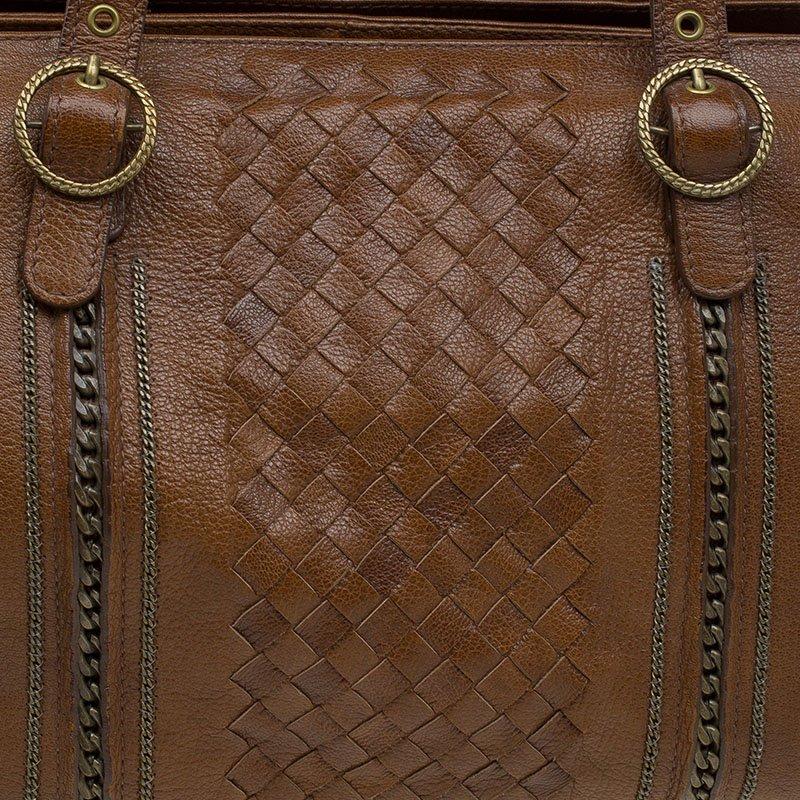 Women's Bottega Veneta Brown Intrecciato Leather Satchel