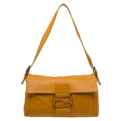 Fendi Tan Leather Large Convertible Baguette Shoulder Bag