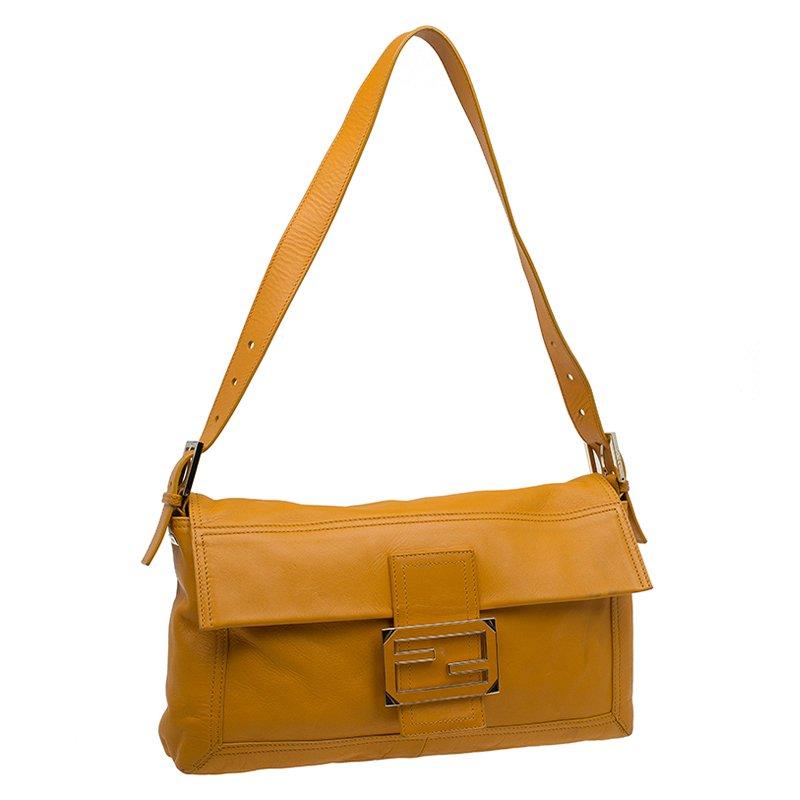 Fendi Tan Leather Large Convertible Baguette Shoulder Bag 1