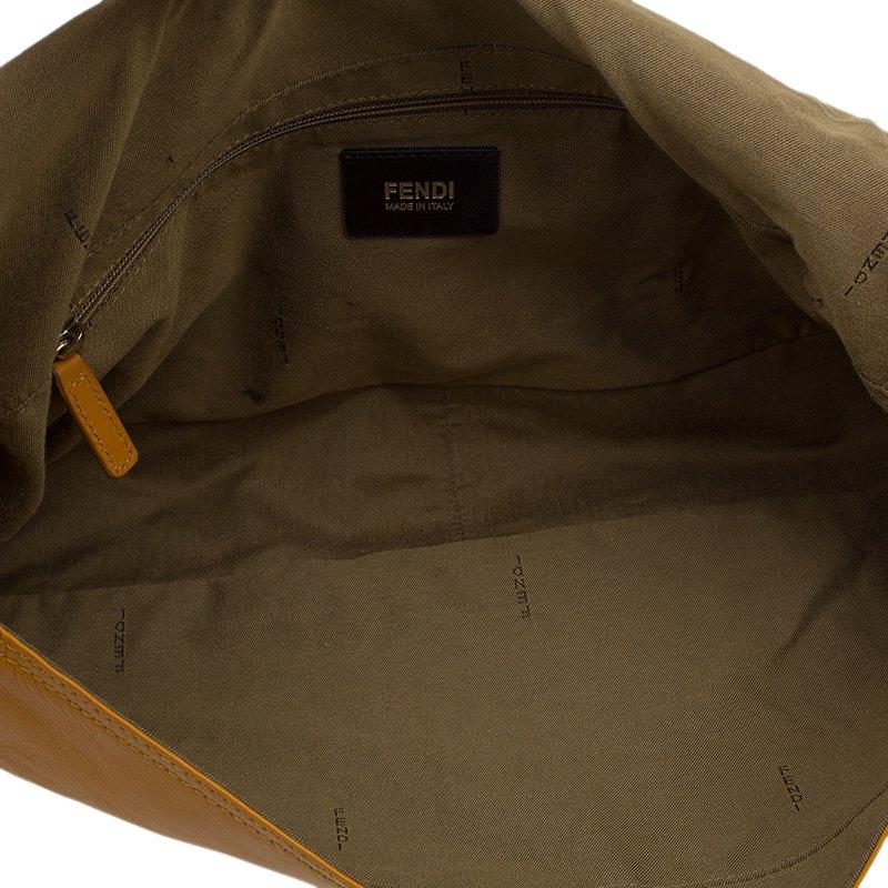 Women's Fendi Tan Leather Large Convertible Baguette Shoulder Bag