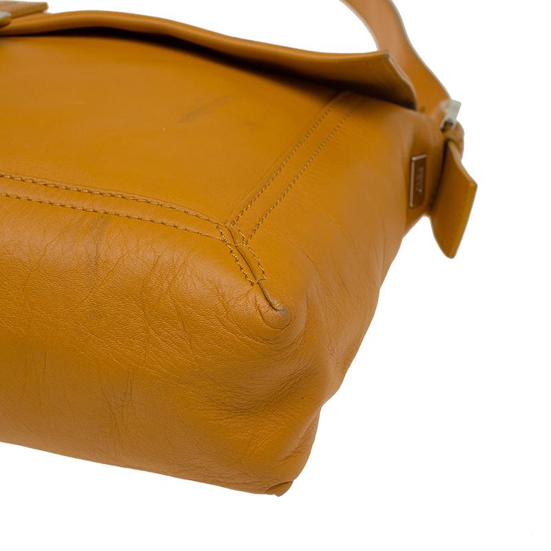 Fendi Tan Leather Large Convertible Baguette Shoulder Bag 4