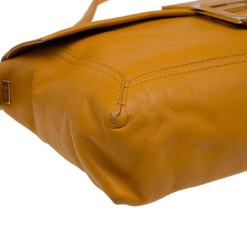 Fendi Tan Leather Large Convertible Baguette Shoulder Bag 5