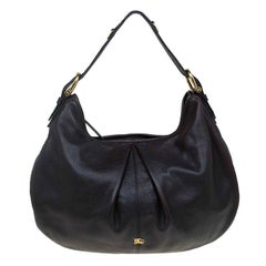 Burberry Black Leather Large Malika Hobo