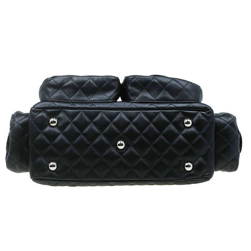 Chanel Black Quilted Leather Ligne Cambon Reporter Bag 4